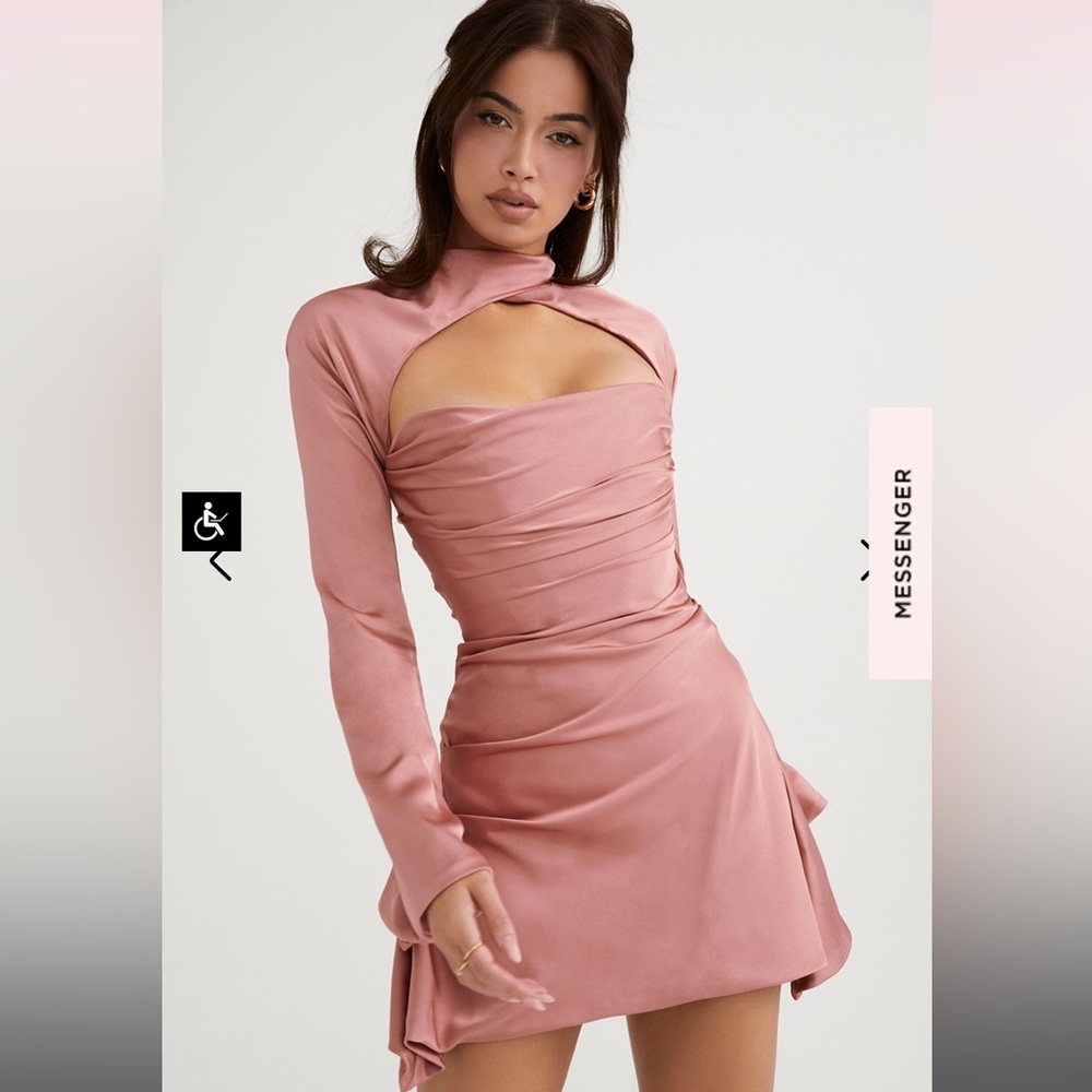 HOUSE OF CB TOIRA ROSE DRAPED CORSET MINI DRESS VALENTINES PINK DRESS